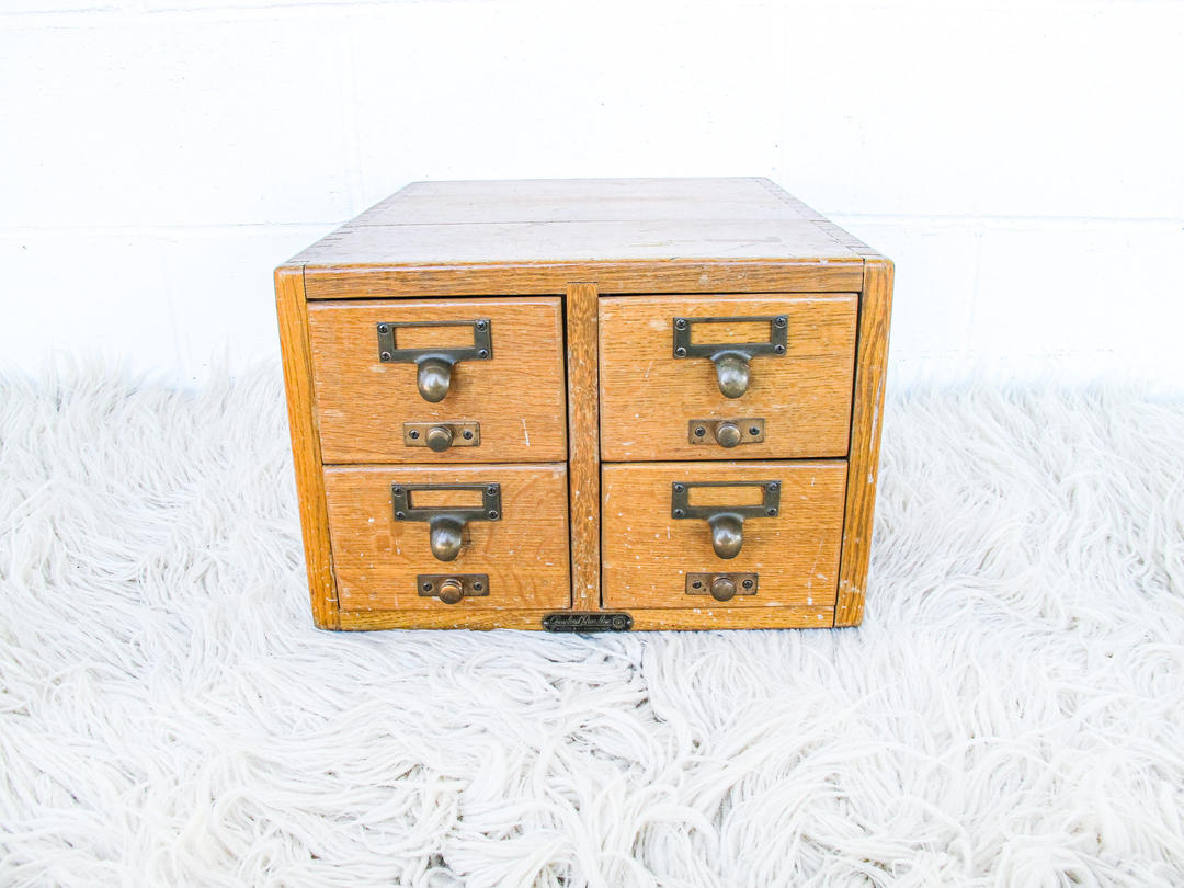 Mid-Century Modern Oak 72-Drawer Library Card Catalog Cabinet, Circa 1950s