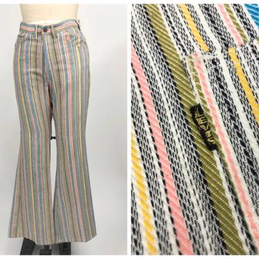 Vintage Big E Levi's Striped Bell Bottom Pants, 60s Sta-Prest Levi's Pants, 60s Bohemian Hippie Pants, Summer of Love, 30" Waist, 31" Inseam by Mo