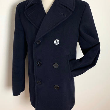 Vintage 1960s US NAVY Wool Pea Coat ~ size 38 ~ | Sparrows