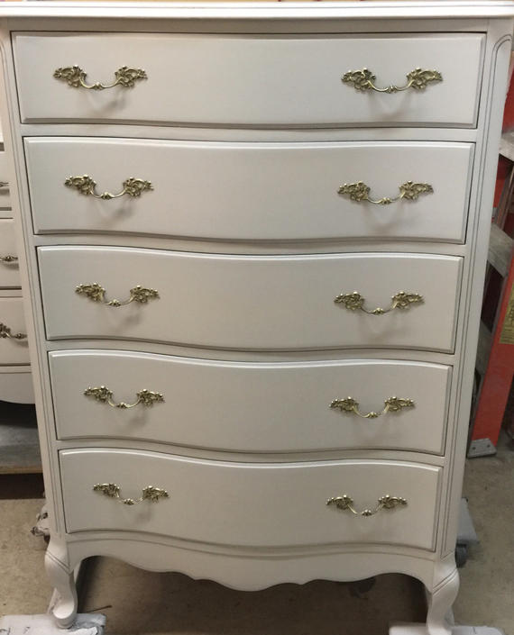 Tall french provincial dresser, light grey by StylishPatina from