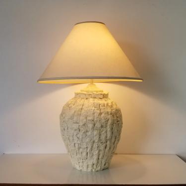 1980's Large Vintage Brutalist Texture Decorative Ceramic Table Lamp. 