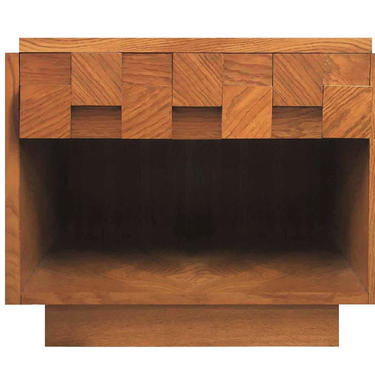 Mid Century Modern Lane Brutalist Oak Sculpted Walnut MCM Nightstand / End Table (PureVintageNYC) 