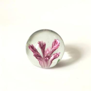 Vintage Art Glass Flower Paperweight 