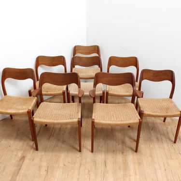 Niels Moller Dining Chairs 71 Danish Modern Paper Cord Set of 8 Vintage 