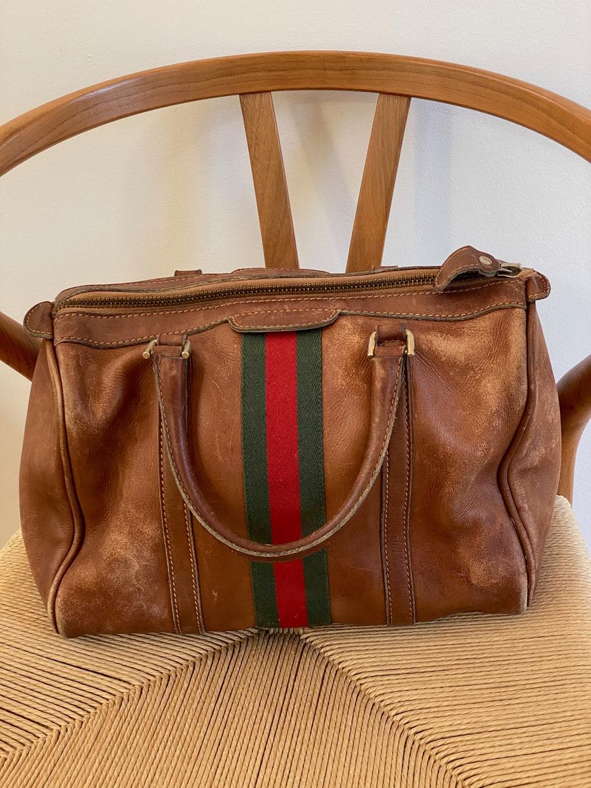 Vintage Gucci Striped Suede Speedy Bag – OMNIA