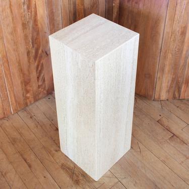 Travertine Pedestal Column Plinth Minimalist Postmodern Plant Stand Sculpture 