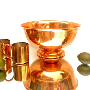 Vintage XL Solid Copper Centerpiece/Punch/Sangria Bowl 