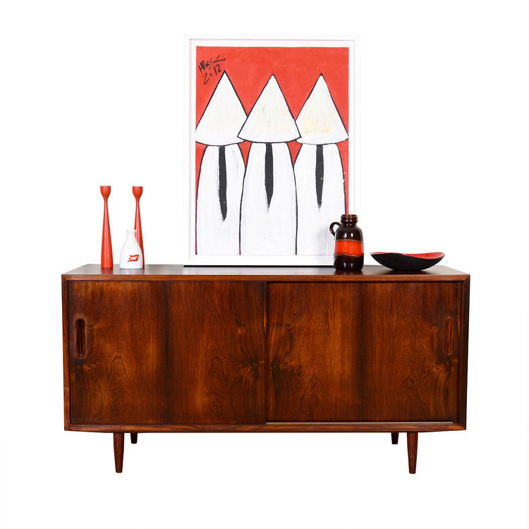 Compact Danish Modern Rosewood Credenza | Media Cabinet