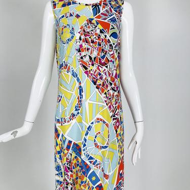 Emilio Pucci Silk Blend Jersey Sleeveless Star Print Shift Dress 42