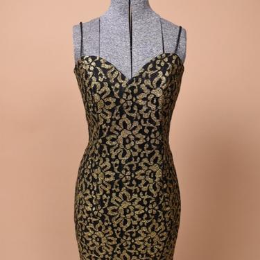 Black & Gold Strappy Party Dress By Roberta, S