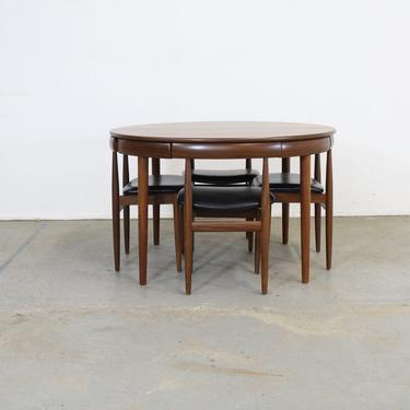 Mid-Century Danish Modern Hans Olsen Teak Roundette Dining Set W Pocket Extension 