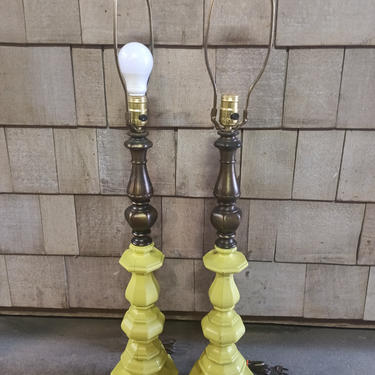 A pair off vintage painted lamps 3&#39; Tall