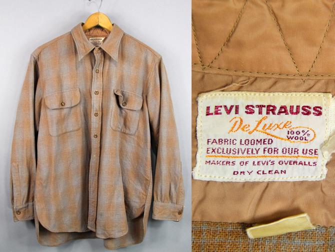1950s Levi Strauss Button Down Wool Shirt, Vintage Levi