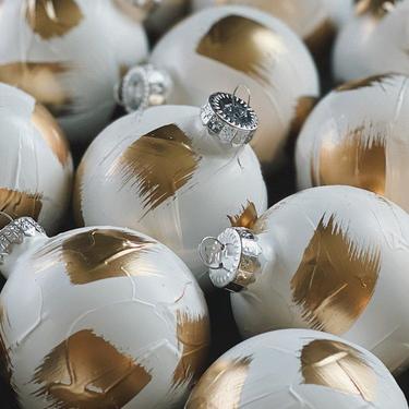 White &amp; Gold Hand Painted Ornament by Carina Tenaglia