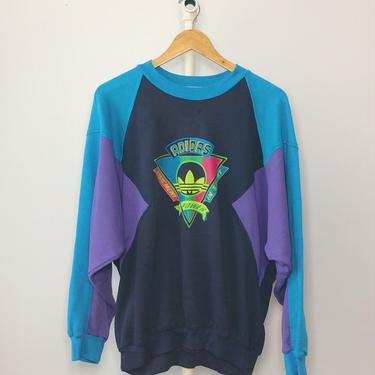 Vintage Adidas Black, Purple and Teal Power In Sport Pullover Sweatshirt - XL