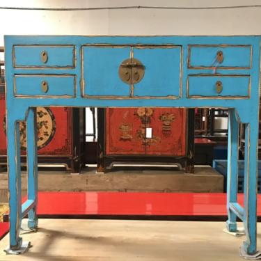 ASIAN Console Table in Lacquered Turquoise Blue #LosAngeles 