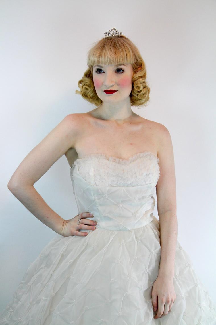 Vintage 1950 39 S Princess Dress White Rockabilly Prom Wedding