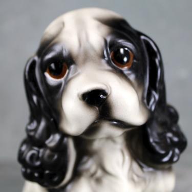 Puppy LOVE! Adorable Cavalier King Charles Spaniel Porcelain Figurine - King Charles Spaniel Black & White - Made in Japan | FREE SHIPPING 