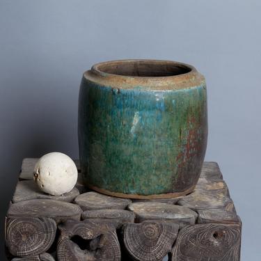 19th Century Green Salt Glazed Storage Jar from Borneo