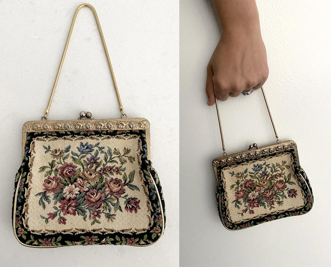 Vintage Floral Tapestry City Bag