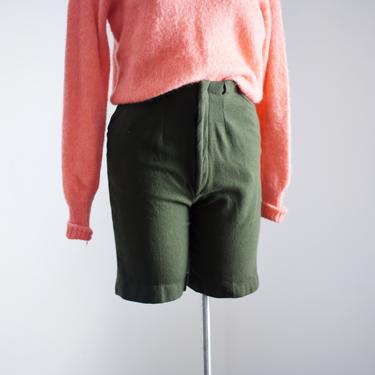 1960s Olive Green Wool Shorts - S 