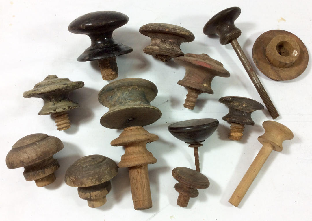 16 19th Century Wood Drawer Knobs with Posts Antique LazyCamel