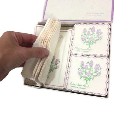 VINTAGE 50s 60s Lilacs from Kent Perfumed Finger Tip Towels and Sachet Set Made in England | 1950s 1960s Vintage Vanity Toiletries Gift 
