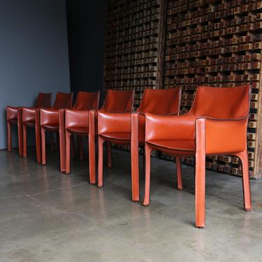 = SOLD = Mario Bellini Leather &quot;Cab&quot; Chairs for Cassina, circa 1985