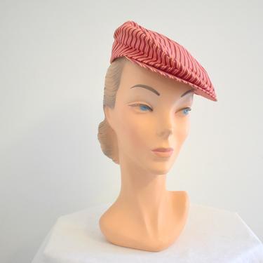 1940s/50s Red Striped Newsboy Cap 