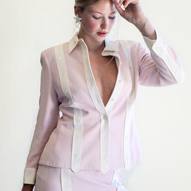 Moschino 'Cheap and Chic' Pink Button Down Skirt Suit 