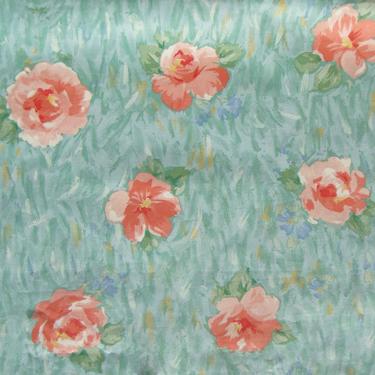 Vintage Floral Watercolor Fabric DMC Texunion Teflon 1.2 Yds 
