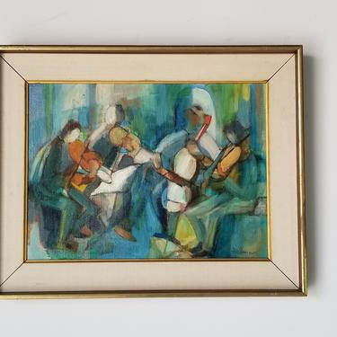 1970 Figurative Abstract Oil Painting by Even Helman, Framed. 