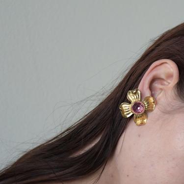 2179a / gold jeweled flower earrings 