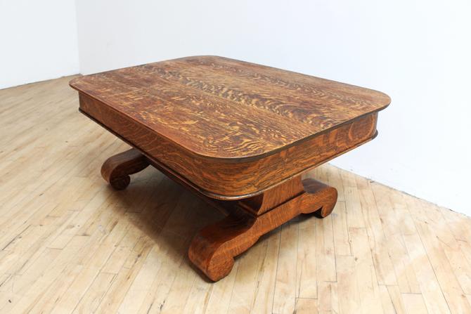 Antique Quarter Sawn Oak Coffee Table American Empire Tiger Oak