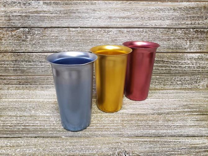 Vintage Rainbow Metal Cups Colorful Aluminum Drinking Cups Mcm Kitschy