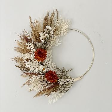 Rustic Boho Burnt Orange Dried Flower Wreath, Dried Foliage Wreath, Neutral everlasting wreath, Dried flower arrangement 