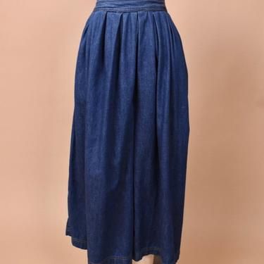 Dark Wash Pleated Wide-Leg Palazzo Pants By A.B.S. California, XS