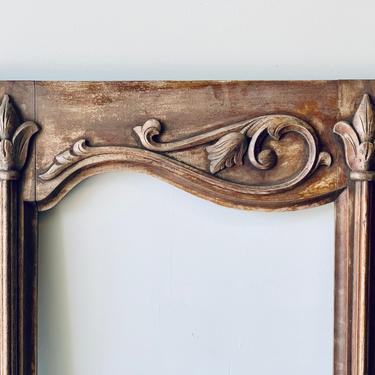 Large Antique Carved Wood Frame | 1940s Furniture | Cupboard Door | Wardrobe Door | Full Length Mirror | Long Chalkboard Sign Picture Frame 