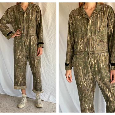 Vintage Flight Suit / Camouflage Jumpsuit / Hunting Camo / Hype Jumpsuit / Zip Front Jumpsuit / Oversized Jumpsuit / Gender Neutral 