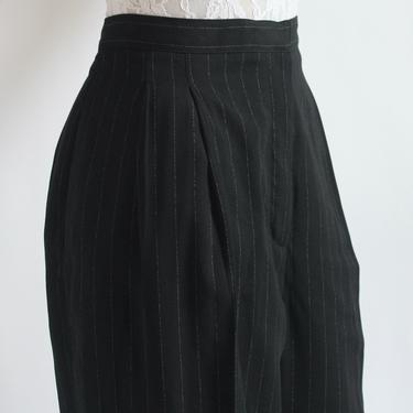 Charcoal Gray Pinstripe High Waist Trousers XL 1980's 