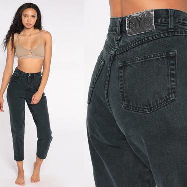 Tapered Black Jeans Vintage Mom Jeans Tapered Jeans 90s Jeans High Waisted Jeans Mom 80s Denim Pants NY Jeans Extra Small xs 2 