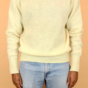 Vintage Shetland Wool Cream  Long Sleeve Unisex Pullover Fisherman Sweater XL Oversize 