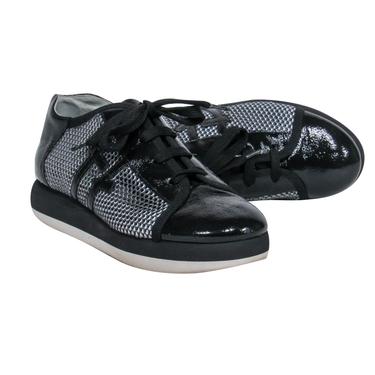 Thierry Rabotin - Black Patent Leather &amp; Mesh Lace-Up Platform Sneakers Sz 7.5