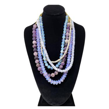 Amethyst Jade and Opal Multi Strand Necklace - Lavender Jade Jewelry 