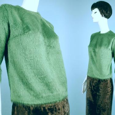 1960s mod furry sweater top! Made in France by Elbé. (Size S) 