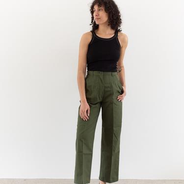 Vintage 26 Waist Army Pants | Cotton Poly Utility Fatigue Pant | Green Fatigues | Made in USA | S | 