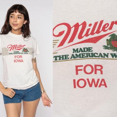 Miller Beer Shirt Iowa Shirt 80s Genuine Draft Vintage Graphic T Shirt Retro Tee 1980s Drinking Party Single Stitch American Beer Small S 