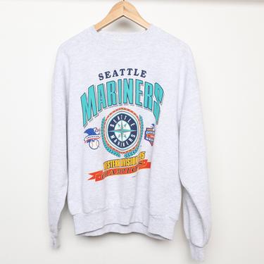 vintage 90s SEATTLE MARINERS heather grey raglan mlb vintage baseball sweatshirt -- size Large t-shirt 