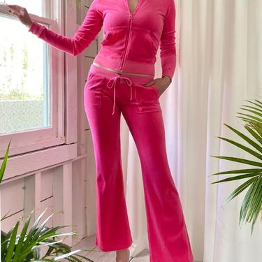 Y2K velour juicy couture hot pink pants with JUICY