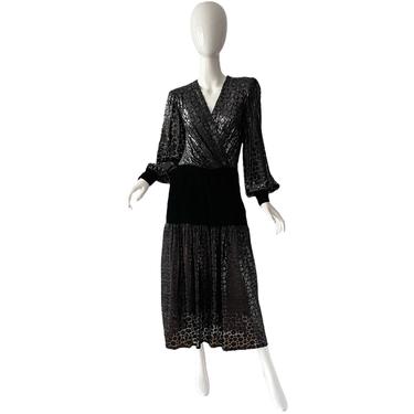 70s Givenchy Boutique Dress / Vintage Silk Metallic Dress / 1970s Sara Fredericks Party Dress Medium 
